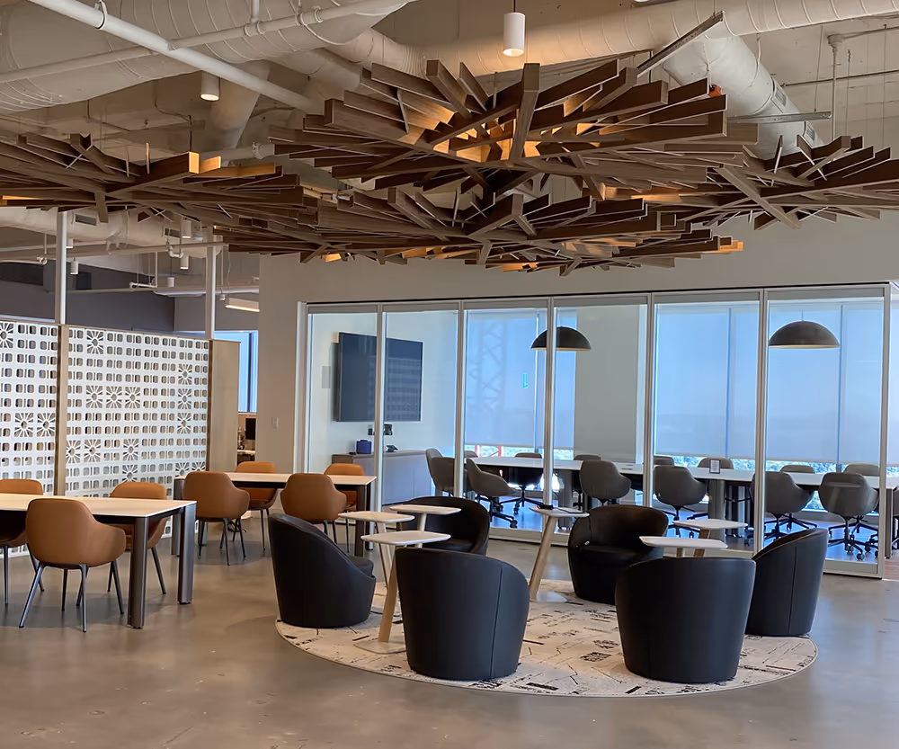 Arborsia® Acoustics, Biophillic angular baffles that dampen sound